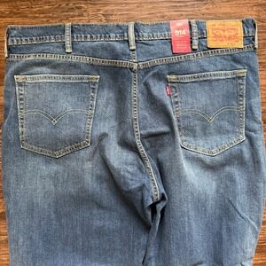 NWT Levi's 514 Straight Fit Jeans Men's 42x32 Blue Distressed Denim